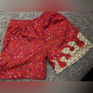 Baseball 101 ice cream drip shorts in red